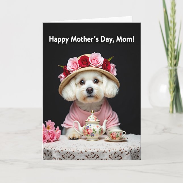 Carte Dog Floral Mothers Day Tea Party Card (Devant)