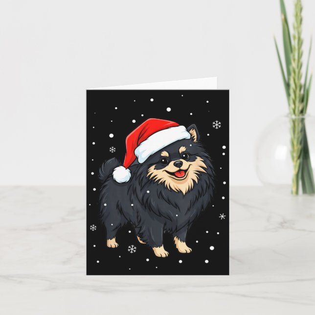 Carte Dog Holiday Meranian Dog Santa Illustration - Fluf (Devant)