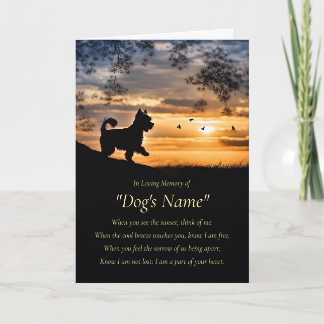 Carte Dog Sympathy Yorkie Yorkshire Terrier Custom Name  (Devant)