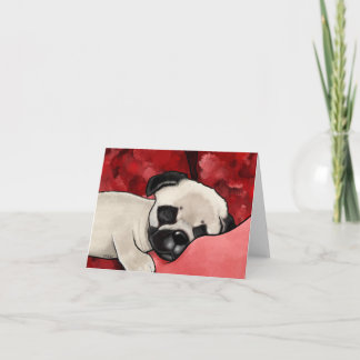 Carte Dog Tired Pug Pup Blank Notecard