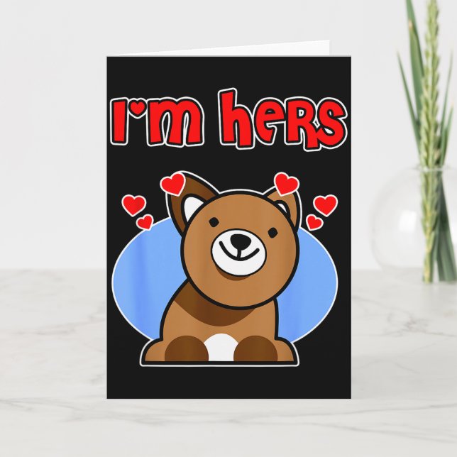 Carte Dog Valentine Couple Design For Men - Im Hers  (Devant)