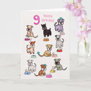 Carte Doggie Diners Anniversaire de neuf ans