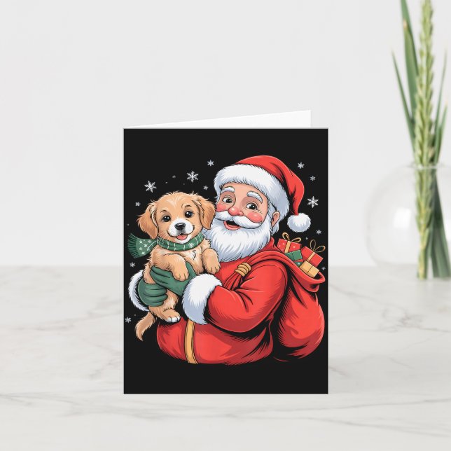 Carte Dogs Golden Retriever Puppy Santa Christmas Funny  (Devant)