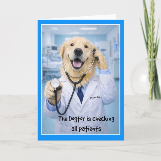 Carte Dogtor Checking On You Get Well Card  ST-3 (Devant)