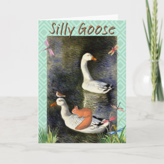 Carte d'oie Silly Monet Style Salutation Anniversa