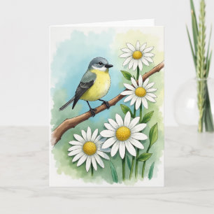 Carte d'oiseau à branche en aquarelle