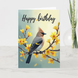 Carte d'oiseau à crête florale