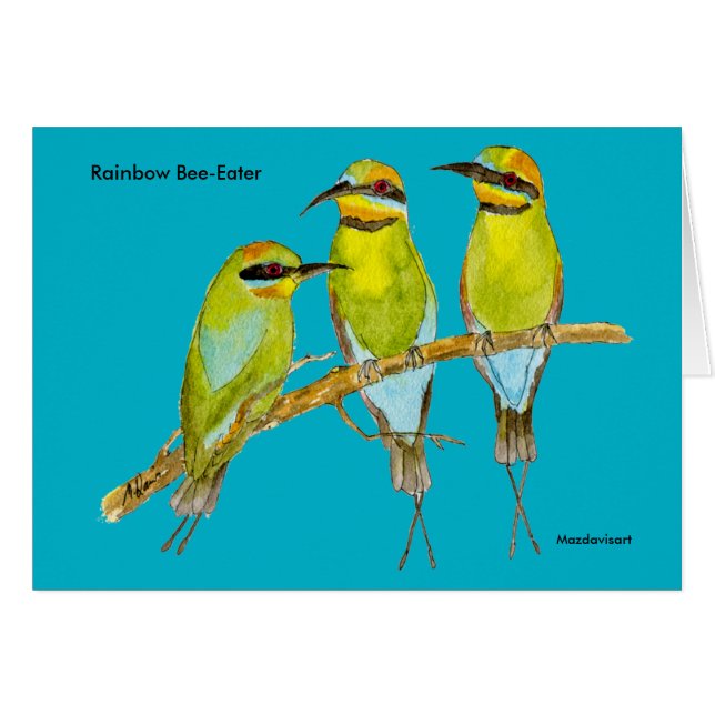 Carte d'oiseau d'Abeille-Mangeur d'arc-en-ciel (Devant horizontal)