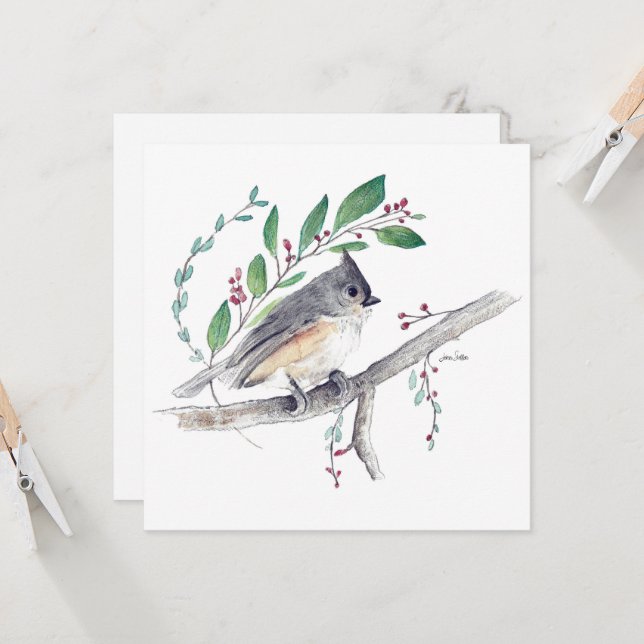 Carte d'oiseau d'art de souris à pointes (Devant/Arrière en situation)