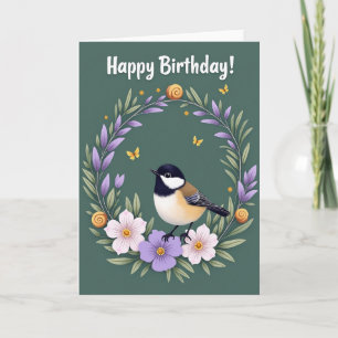 Carte d'oiseau de Couronne d'Anniversaire