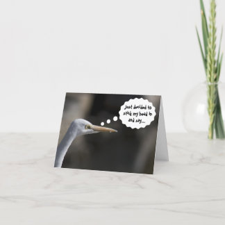 Carte d'oiseau de grue blanche en Merci amusant