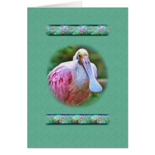 Carte d'oiseau de spatule rose