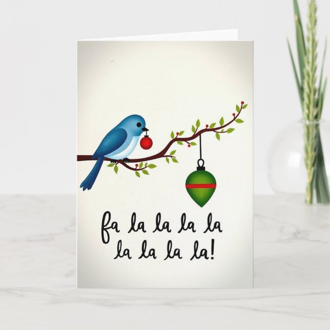 Carte d'oiseau de vacances Fa La La (Devant)