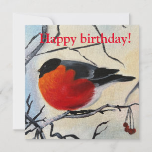 Carte d'oiseau d'hiver pour anniversaire