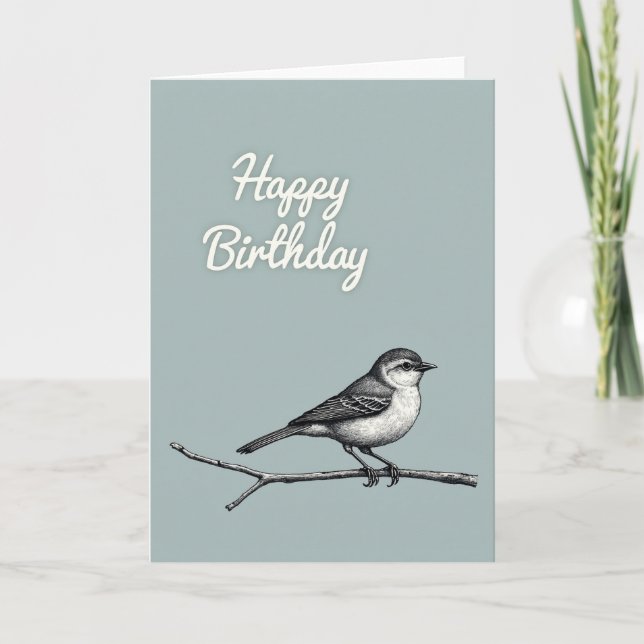 Carte d'oiseau monochrome doux (Devant)