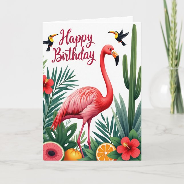 Carte d'oiseau tropical joyeux (Devant)