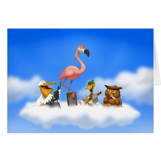 Carte d'oiseaux d'O de bande de cruche (blanc à (Devant horizontal)