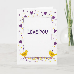 Carte d'oiseaux Simple Love You