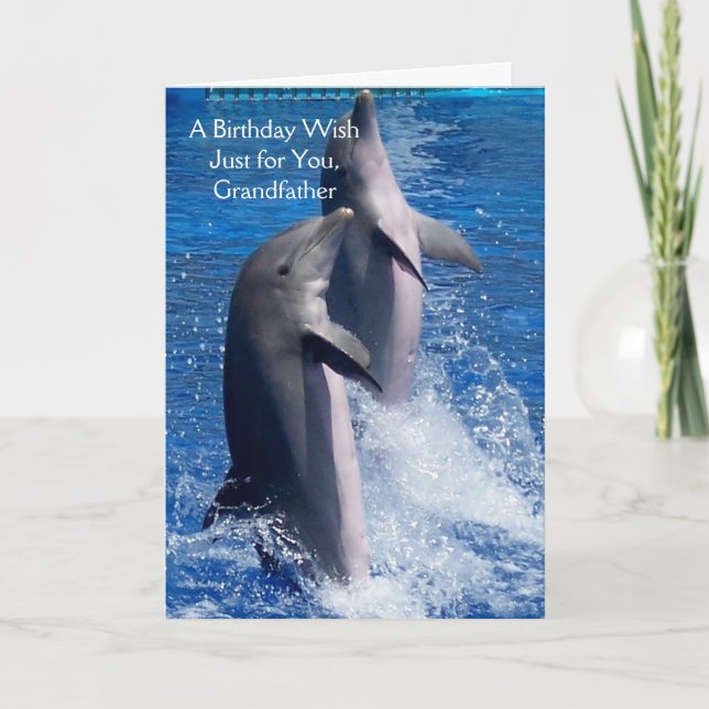 Carte Dolphins Grand-père personnalisé Anniversaire (Devant)