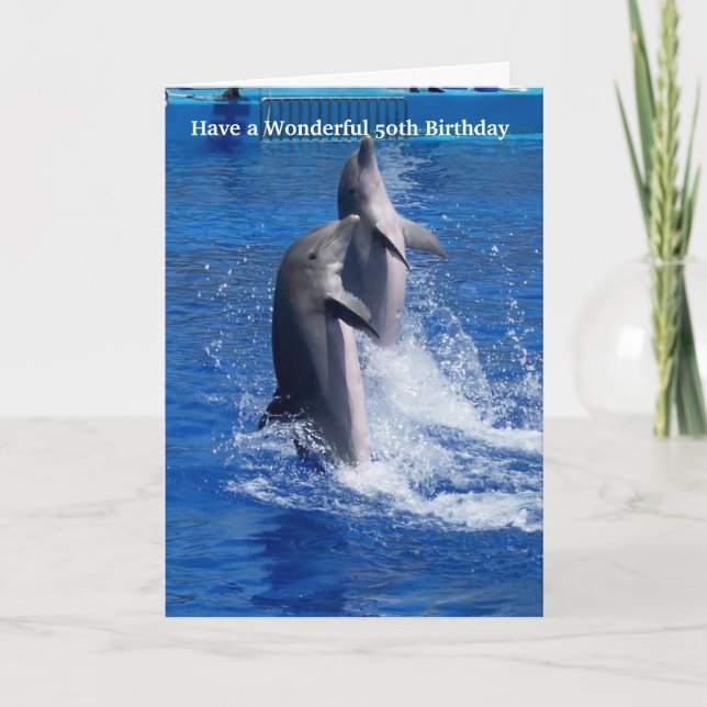 Carte Dolphins Personalised 50th Birthday (Devant)