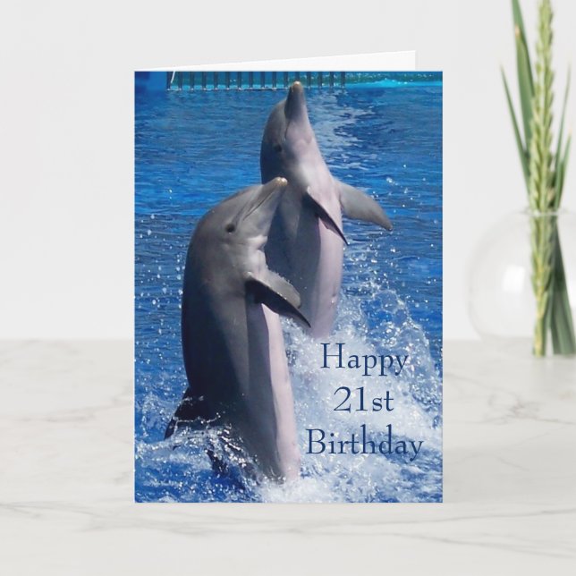 Carte Dolphins Personnalisé 21e anniversaire (Devant)