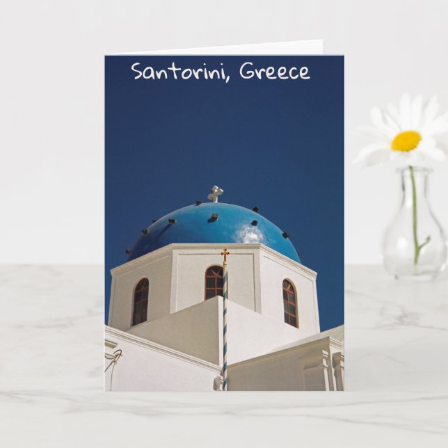 Carte Dôme bleu, Santorin, Grèce (Petite plante)