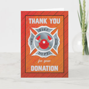Carte Don à la brigade des pompiers en rouge Merci