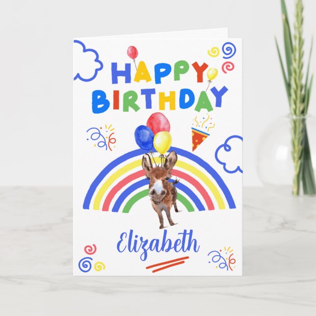 Carte Donkey Birthday Card in White (Devant)