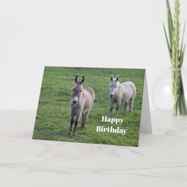 Carte Donkey Brown Tan Animal Photo Anniversaire (Devant)