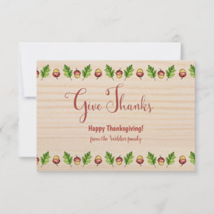 Carte Donner Merci Bon thanksgiving Acorns Custom