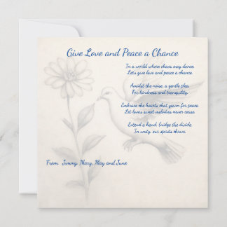 Carte Donnez une chance à l'Amour et à la Paix. Global H