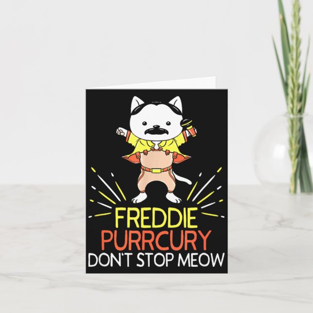 Carte Don't Stop Meow Die Purrcury Funny Cat Music Pun G (Devant)