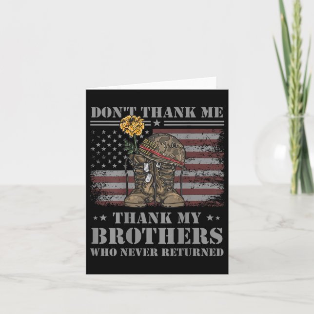 Carte Don't Thank Me Veteran Thank My Brothers Quote Bac (Devant)
