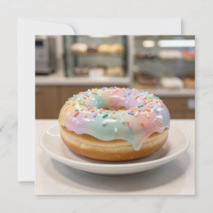 Carte Donut Glacé au Verre Pastel Fantaisiste  