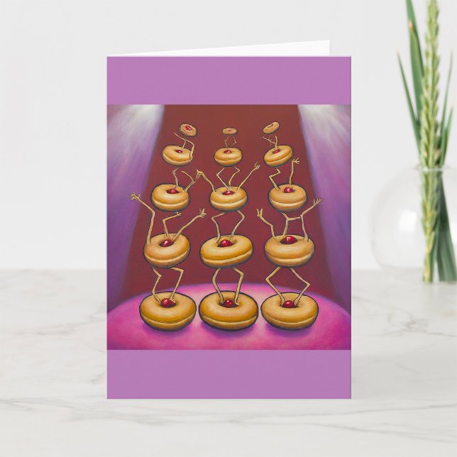 Carte Donuts Danser Whimsical Doughnut Caractères (Créateur téléchargé)