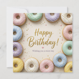 Carte Donuts Glacés au Pastel avec Paillettes Dorées Suc