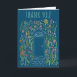 Carte Doodé couleur Merci Sweet Garden Door<br><div class="desc">Également disponible en téléchargement numérique pour envoyer rapidement des e-mails et économiser sur l'affranchissement. Dessin doux d'une porte d'entrée et d'un jardin pour remercier quelqu'un pour leur aide ou peut-être pour un beau cadeau de ménage! Cliquez sur "Personnaliser" ci-dessus pour modifier le texte à l'avant et à l'intérieur. Cliquez ensuite...</div>