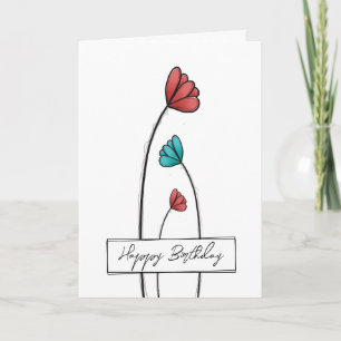 Carte Doodle de fleurs Anniversaire