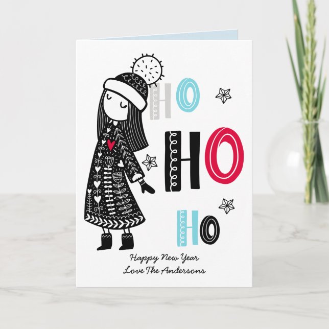 Carte Doodle de Noël scandinave amusant personnalisé (Devant)