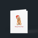 Carte Doodle d'or à Santa hat Fête Folle<br><div class="desc">Doodle doré mignon avec l'aquarelle de chapeau de Père Noël illustré plissé Carte de voeux de Noël.</div>