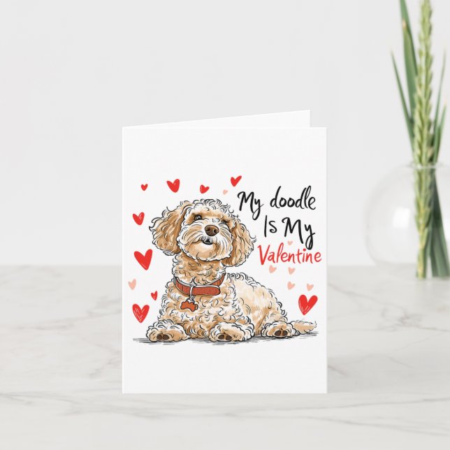 Carte Doodle est mon Valentin Chien Goldendoodle mignon  (Devant)