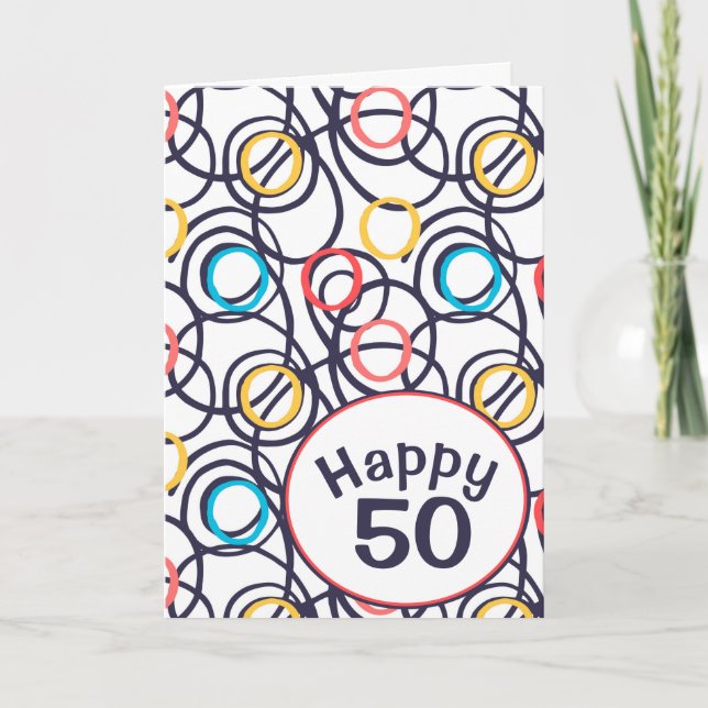 Carte Doodle funky pour 50e anniversaire (Devant)