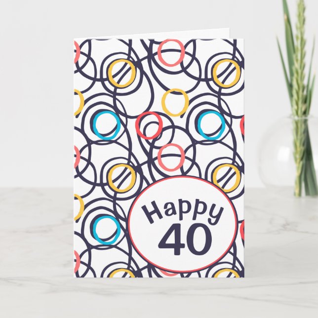 Carte Doodles funky pour 40e anniversaire (Devant)