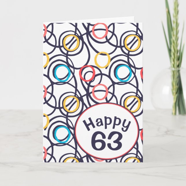 Carte Doodles funky pour 63ème anniversaire (Devant)