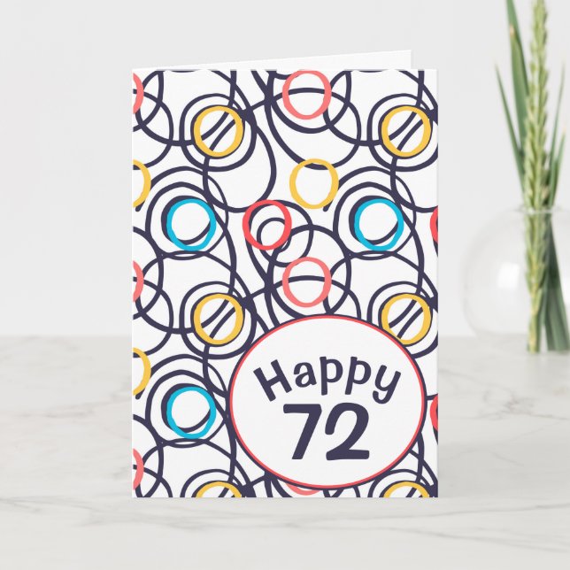 Carte Doodles funky pour 72e anniversaire (Devant)