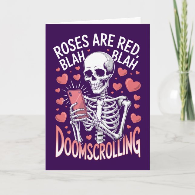 Carte Doomscrolling Roses Are Red Anti Valentines (Devant)