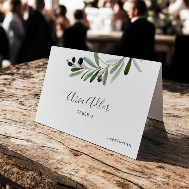 Carte d'option de menu DIY Branche d'olive moderne (Modern Olive Branch DIY Menu Option Place Card)