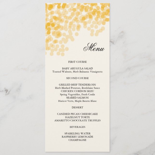 Carte d'or de menu de petite averse (Devant)