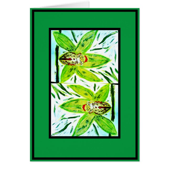 Carte d'orchidées Cymbidium Vert (Devant)