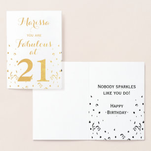 Carte Dorée 21e anniversaire Gold Foil Vous êtes fabuleux à 21